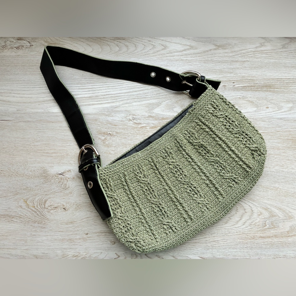Vintage Y2K Green Crochet Shoulder Bag